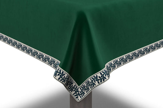 Shacari bridge cloth in Plush Velvet Hunter with Vine braid