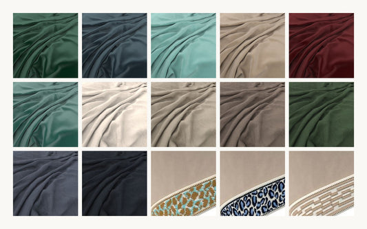 Shacari fabric and braid samples — velvet, linen and braid swatches